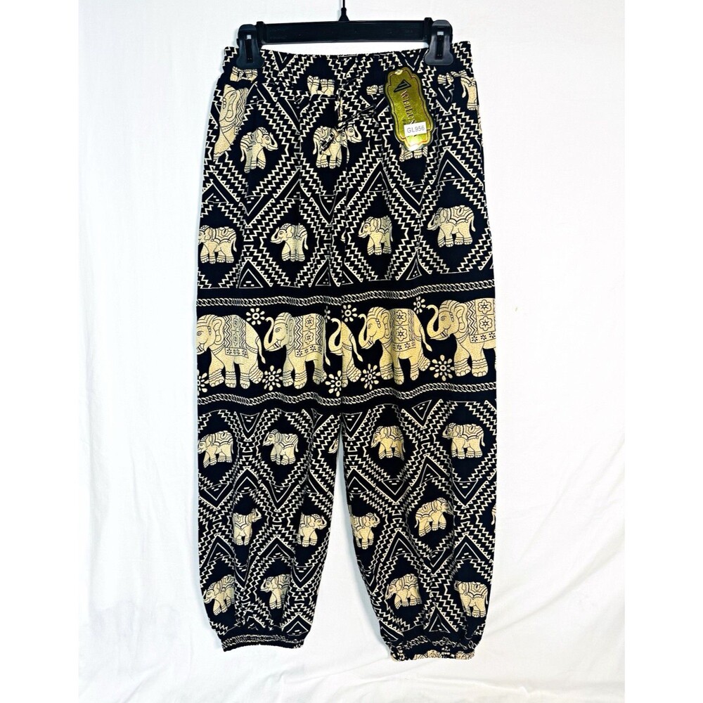 Thai Elephant Women's Harem Pants One Size Blue/Beige